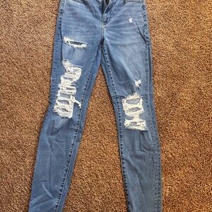 American Eagle Outfitters Blue Distressed Skinny Jeans